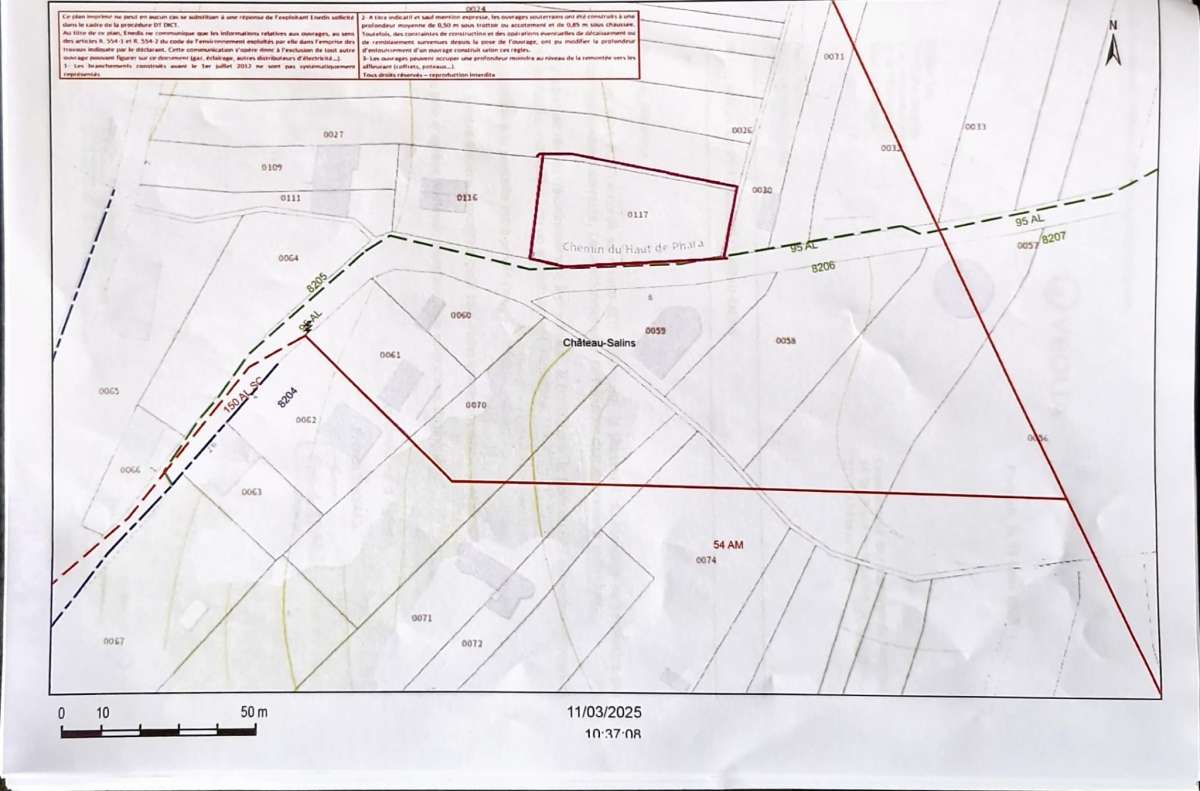Terrain constructible de 1255m2 à CHATEAU-SALINS